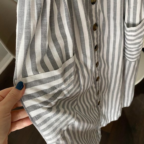 American Eagle Striped Button Front Midi Dress Size M - Picture 6 of 7